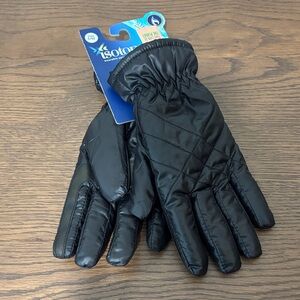 NWT Isotoner SleekHeat Packable Black Winter Gloves — Size S/M